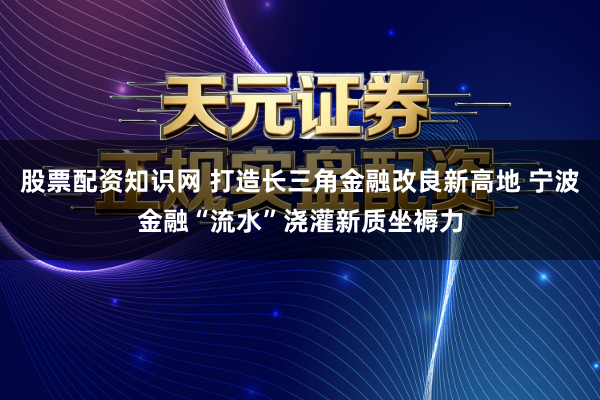 股票配资知识网 打造长三角金融改良新高地 宁波金融“流水”浇灌新质坐褥力